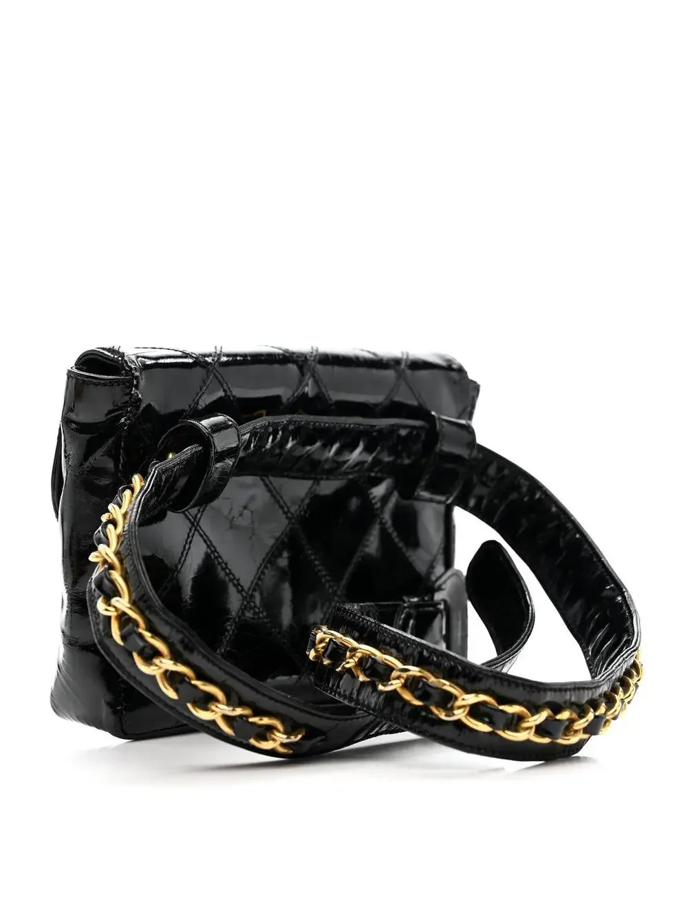Chanel Patent Flap Waist Belt Bag Black #247256C13B